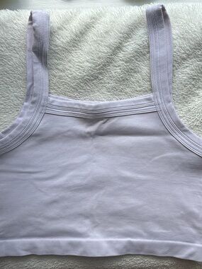 Urban Outfitters White Ribbed Square-Neck Crop Tank